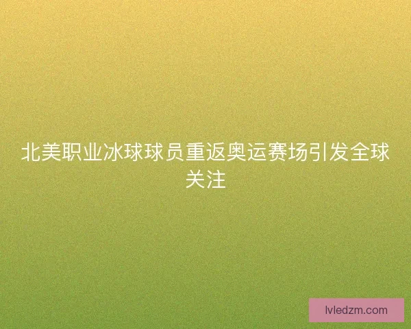 北美职业冰球球员重返奥运赛场引发全球关注